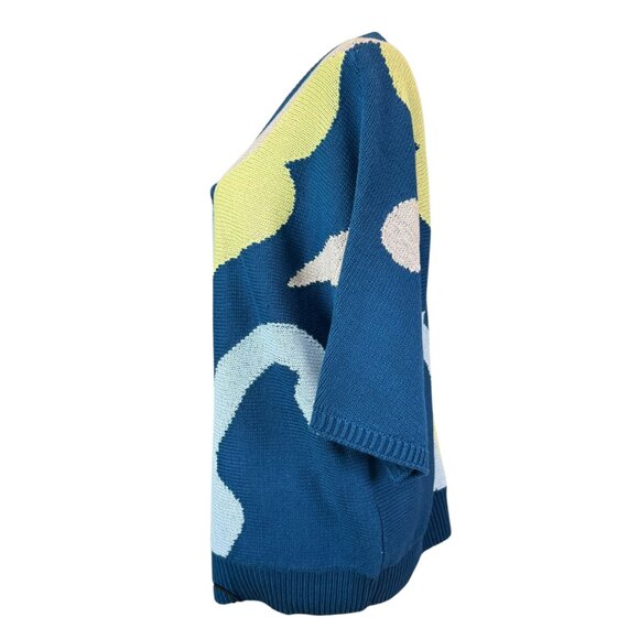 Chico’s Abstract Colorblock V-Neck Sweater Blue Multi NWT Size 1 (M/L) - Picture 4 of 6